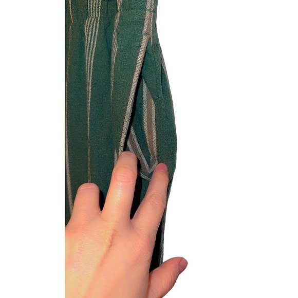 DIP Women's Linen Trouser Pants Size M Capri Pockets Elastic Green Loose Fitting - Picture 6 of 11